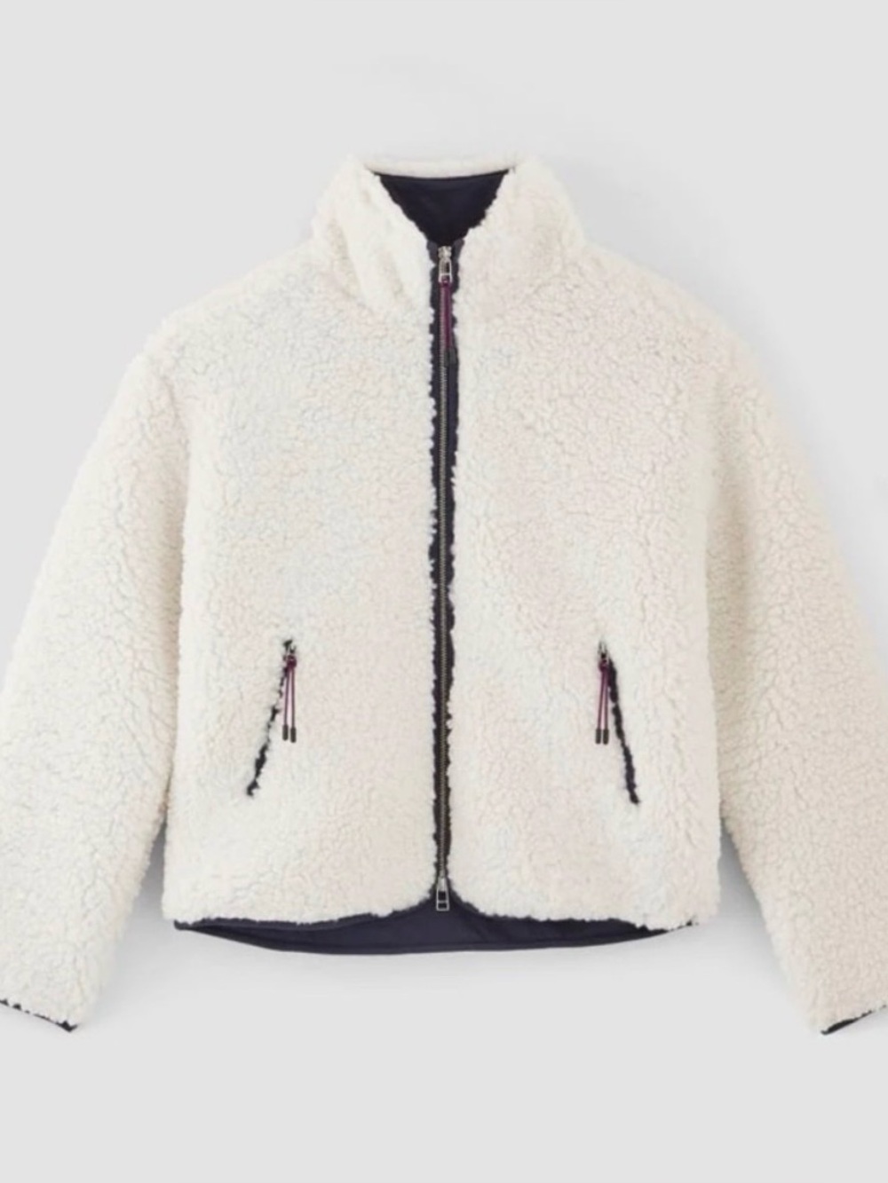 Everlane The ReNew Fleece Full Zip in Bone - Size Small
